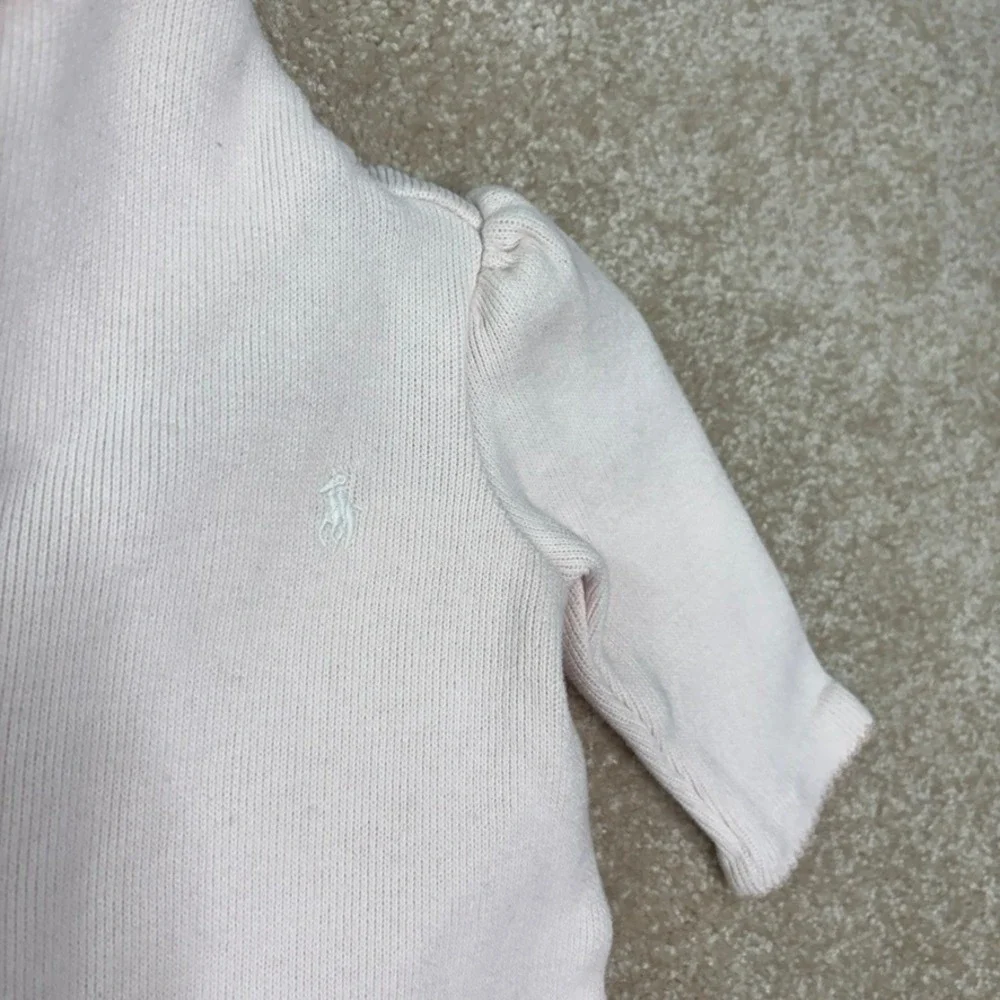 RALPH LAUREN Romper Outfit Size 3M‎ Pink Knit 100% Cotton Embroidered Pony